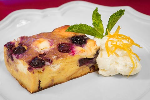 Lemon Blueberry Cream Cheese Bread Pudding